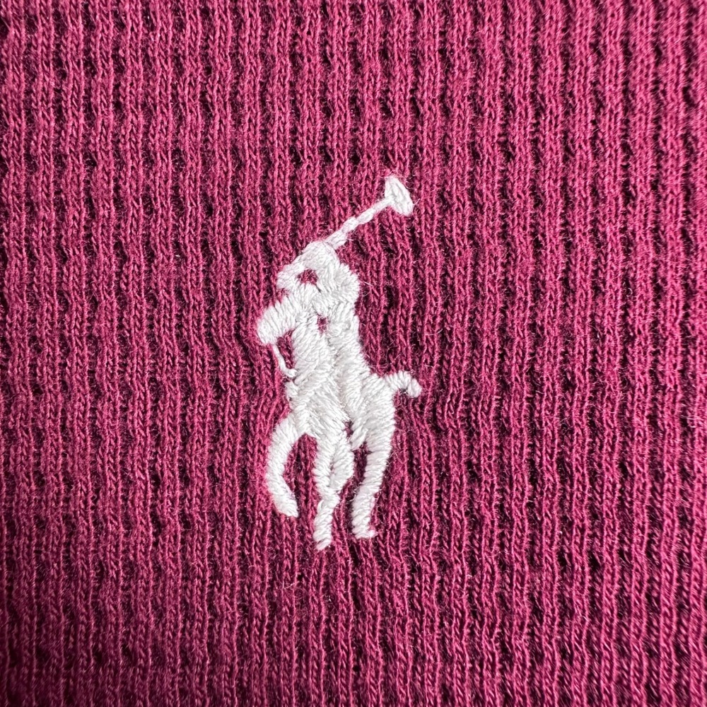 Polo Ralph Lauren Thermal Shirt Mens 2XL XXL Burgundy Waffle Knit Sleepwear Top - Picture 7 of 15